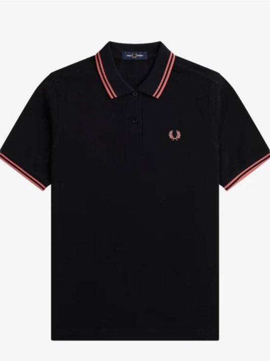 Tops - NWT Fred Perry Women's Twin Dipped Polo Black / Putty Pink